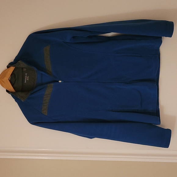 Danskin Long Sleeve Full Zip Fleece, Teal Blue with Flannel Grey Collar, Size L - Picture 1 of 3